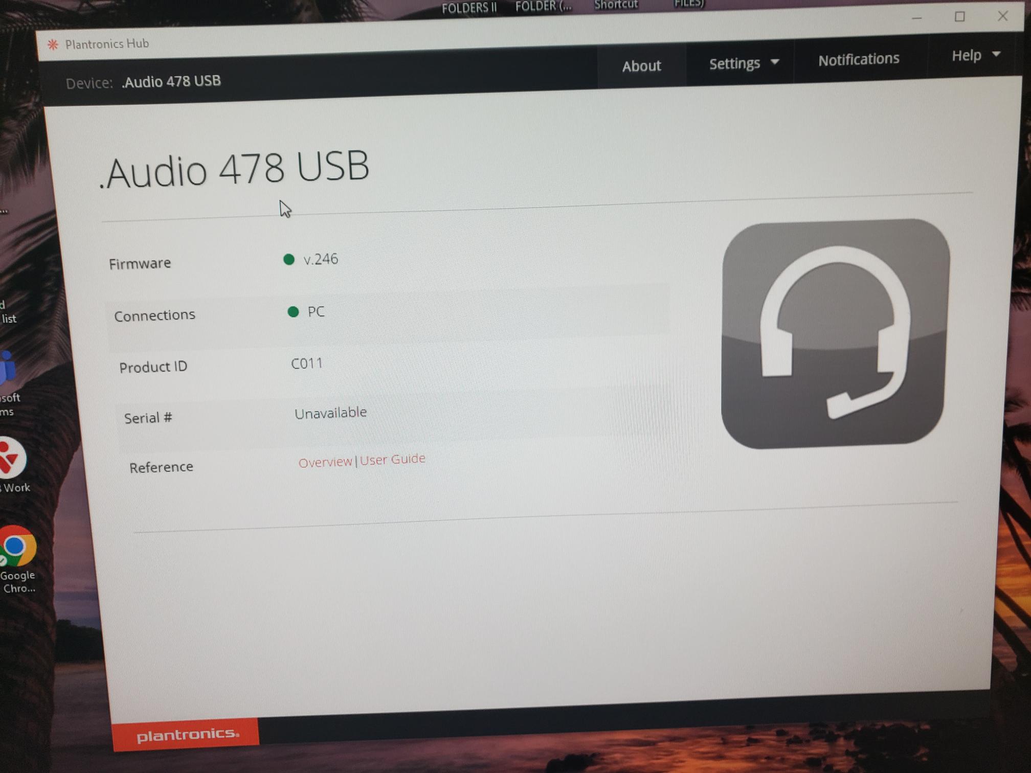 Plantronics audio 478 usb top